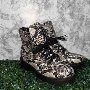 BAMBOO Women's Black and Gray Lace Up Boots